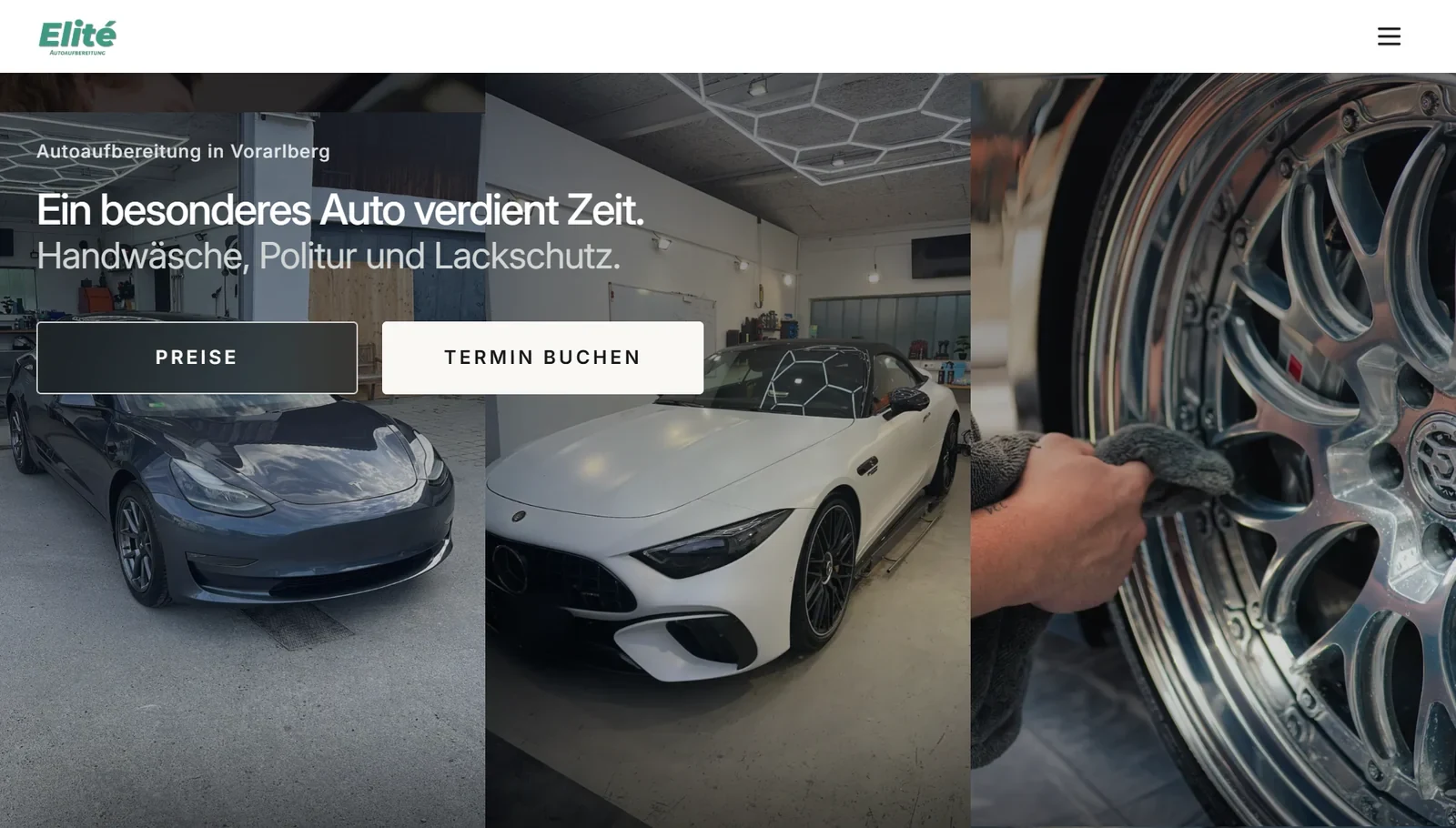 Elité: eine Website mit Online-Buchung in Vorarlberg